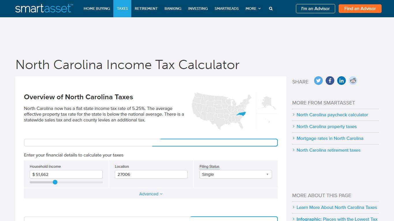 North Carolina Income Tax Calculator - SmartAsset