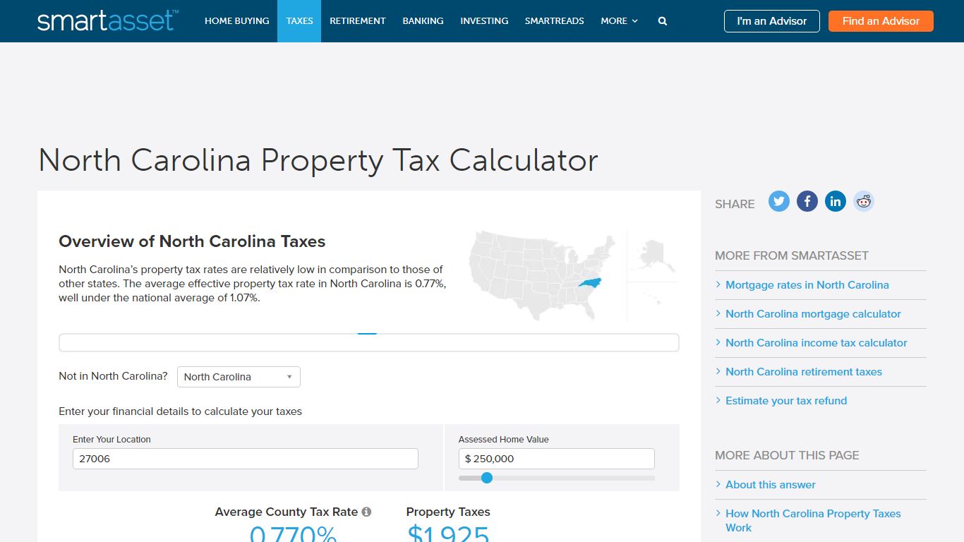 North Carolina Property Tax Calculator - SmartAsset
